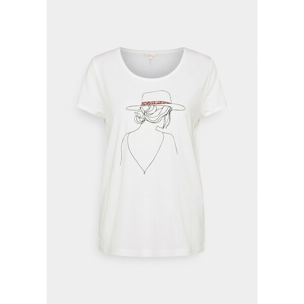 Esqualo LINE PRINT T-shirt z nadrukiem off white ESM21D003