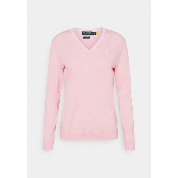 Polo Ralph Lauren Golf VNECK LONGSLEEVE Sweter carmel pink heather/pure white PO741G01K