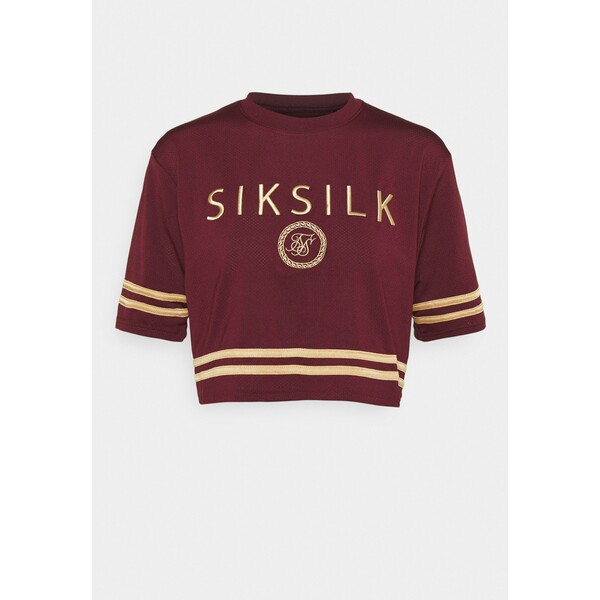 SIKSILK CROP TEE T-shirt z nadrukiem burgundy SIF21D02B
