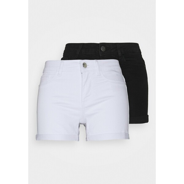 Vero Moda Petite VMHOT SEVEN 2 PACK Szorty jeansowe black/bright white VM021S010