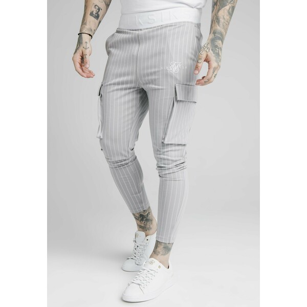 SIKSILK DUAL STRIPE PANT Spodnie treningowe grey/white SIF22E06A