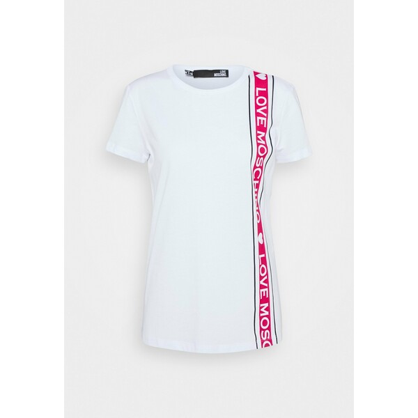 Love Moschino T-shirt z nadrukiem optical white LO921D05Y