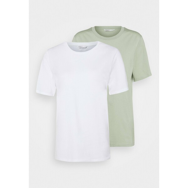 ONLY Tall ONLONLY LIFE 2 PACK T-shirt basic white/white / desert sage OND21D02Q