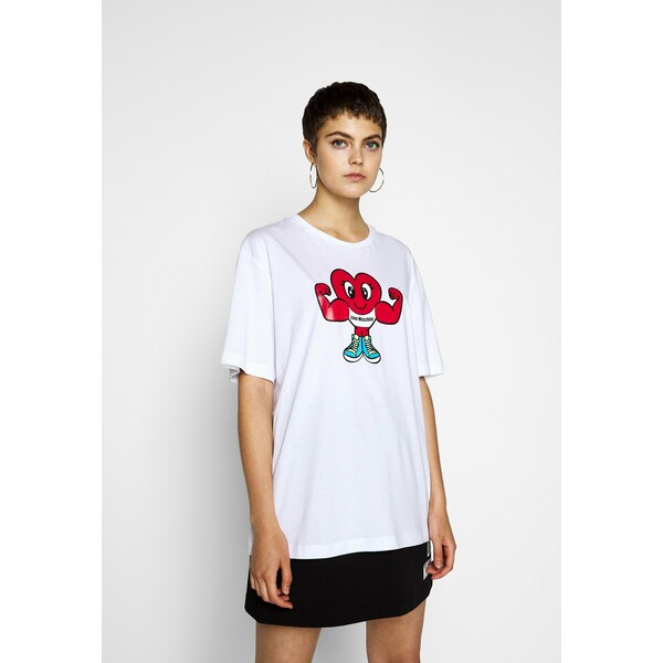 Love Moschino T-shirt z nadrukiem optical white LO921D05F