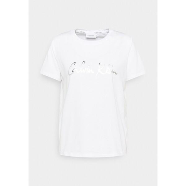 Calvin Klein REGULAR SIGNATURE TEE T-shirt z nadrukiem bright white 6CA21D02X