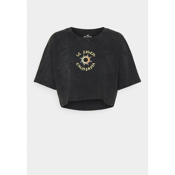 Hollister Co. ECLECTIC VINTAGE CROP DAD TEE T-shirt z nadrukiem black H0421D0BZ