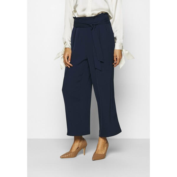 Anna Field Wide cropped leg trousers with belt Spodnie materiałowe dark blue AN621A05A