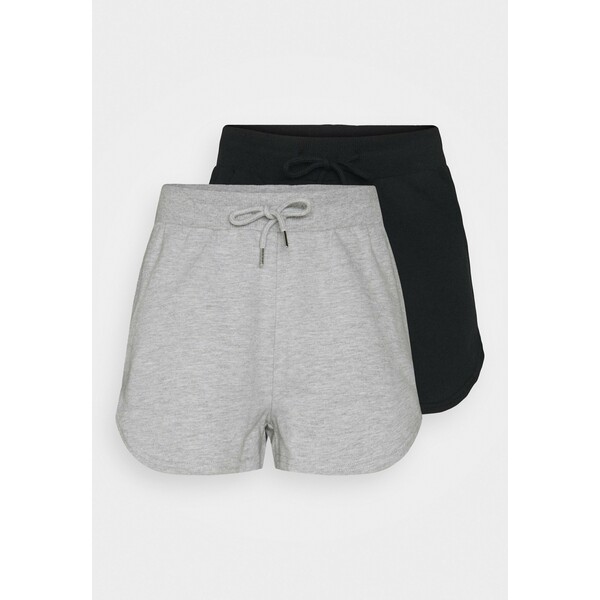Even&Odd 2 Pack sweat shorts Szorty black/mottled light grey EV421A0A3