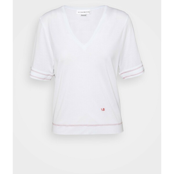 Victoria Beckham LIGHTWEIGHT V NECK TEE T-shirt z nadrukiem off white V0921D000