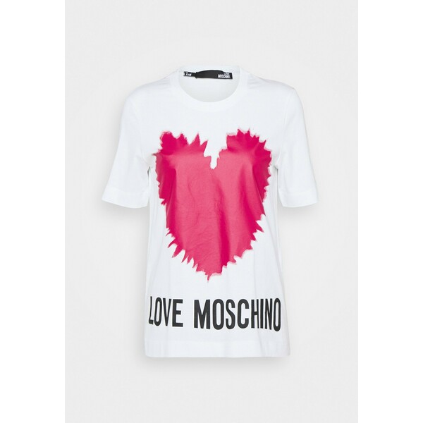 Love Moschino T-shirt z nadrukiem optical white LO921D065