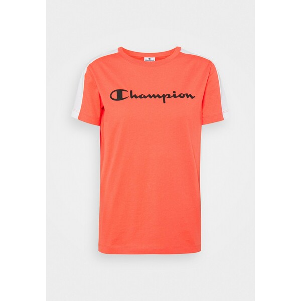 Champion CREWNECK T-shirt z nadrukiem coral C7641D03J