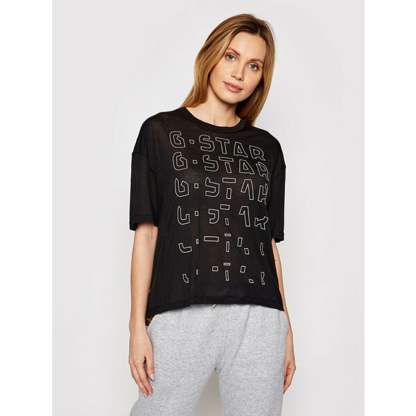 G-Star Raw T-Shirt Sheer Faded Graphic D19200-9908-6484 Czarny Relaxed Fit