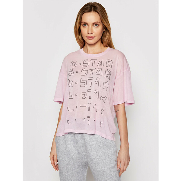 G-Star Raw T-Shirt Sheer Faded Graphic D19200-9908-C340 Różowy Relaxed Fit