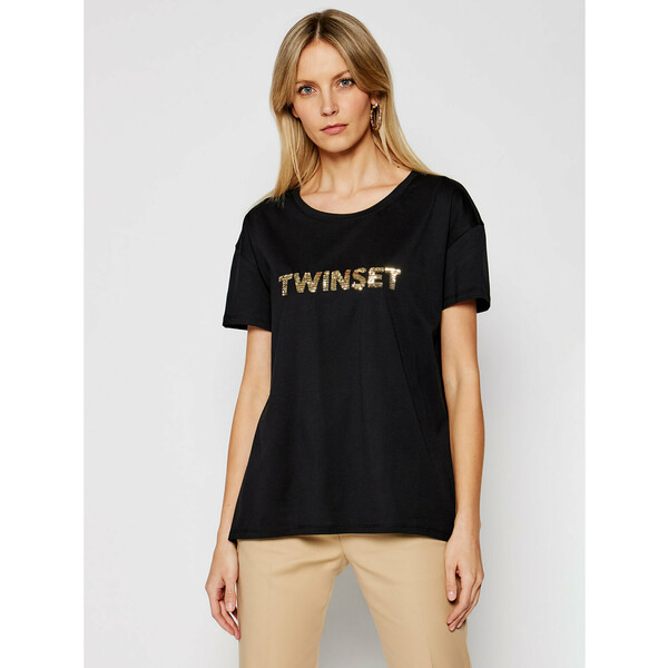 TwinSet T-Shirt 211LM28GG Czarny Regular Fit
