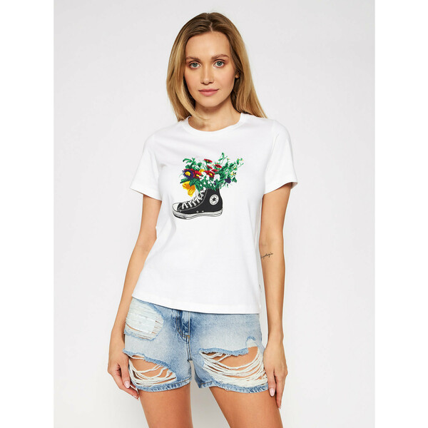 Converse T-Shirt Flowers Are Blooming 10021074-A03 Biały Standard Fit