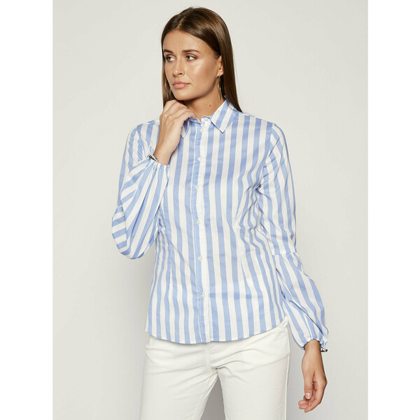 Trussardi Koszula Big Stripes Cotton 56C00189 Niebieski Slim Fit