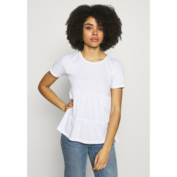 ONLY Petite ONLAYCA PEPLUM T-shirt z nadrukiem white OP421E04S