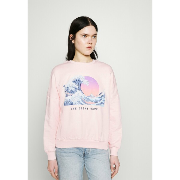 Even&Odd Wave Printed Oversized Sweatshirt Bluza pink EV421J07Q
