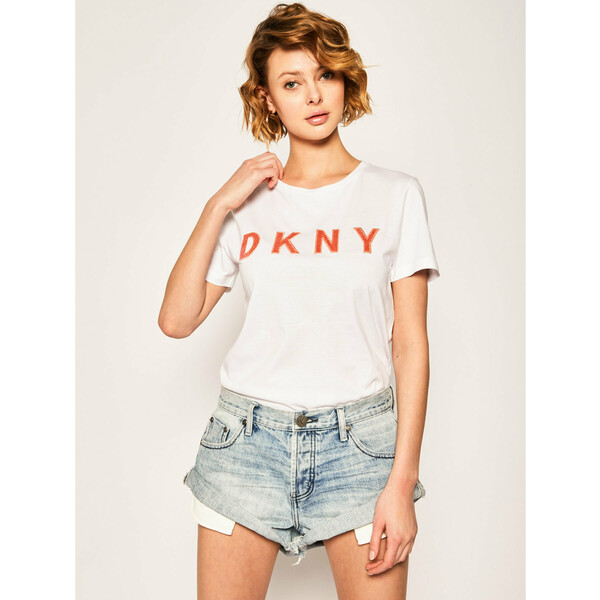 DKNY T-Shirt P0AH5CNA Biały Regular Fit