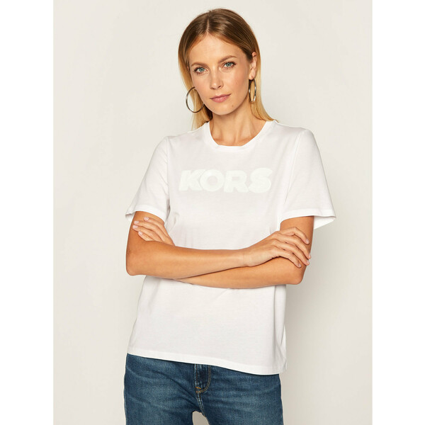 MICHAEL Michael Kors T-Shirt Sequin-Logo MH95MB897J Biały Regular Fit