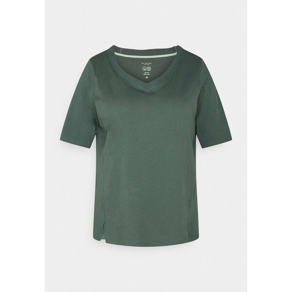MY TRUE ME TOM TAILOR V-NECK T-shirt basic washed jasper green TOL21D036