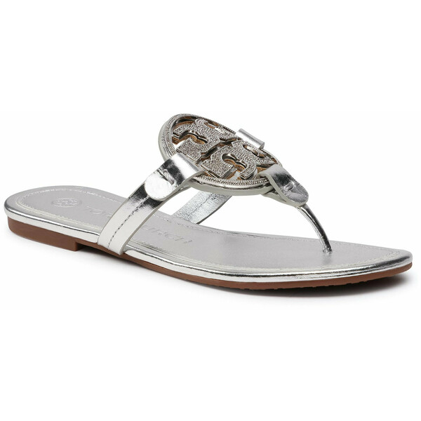 Tory Burch Japonki Metal Miller Embellished Sandal 79209 Srebrny