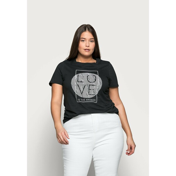 Kaffe Curve TIVALIVA T-shirt z nadrukiem black/white KAN21D00M