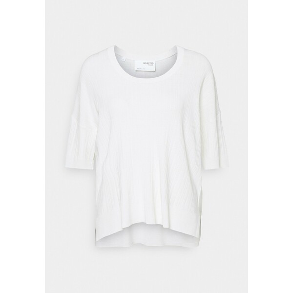 Selected Femme SLFWILMA UNECK T-shirt basic snow white SE521I0MP