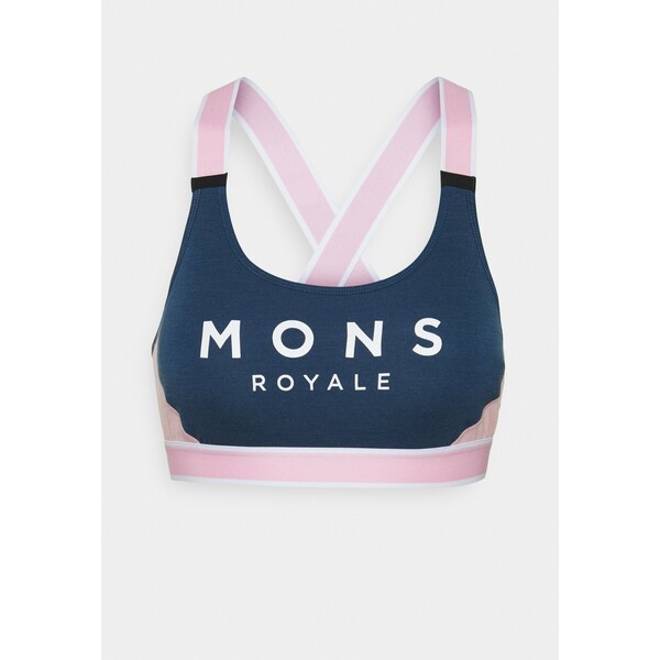 Mons Royale STELLA X BACK BRA Stanik sportowy z lekkim wsparciem dark denim/powder pink MOE41D01Q