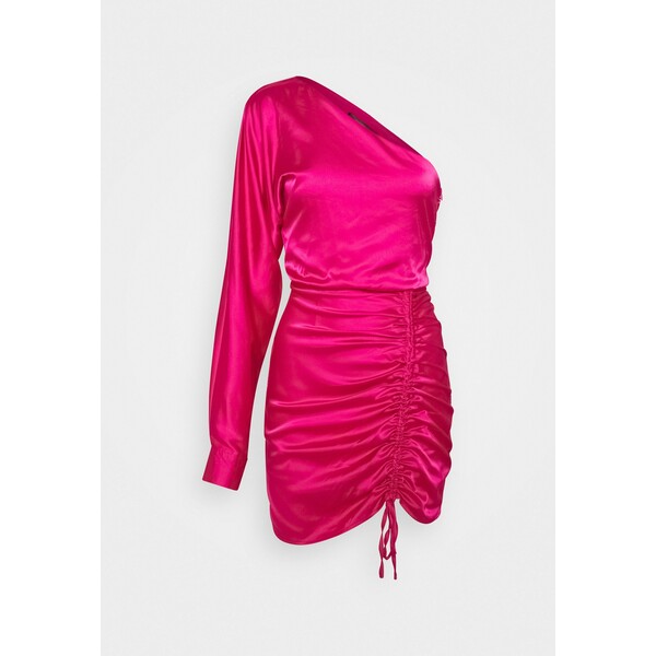 Missguided ONE SHOULDER RUCHED MINI DRESS Sukienka koktajlowa hot pink M0Q21C1UQ