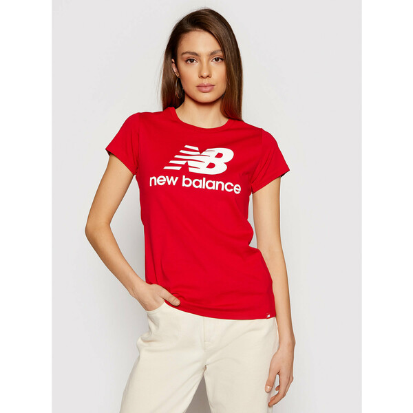 New Balance T-Shirt Essentials Stacked Logo WT91546 Czerwony Athletic Fit