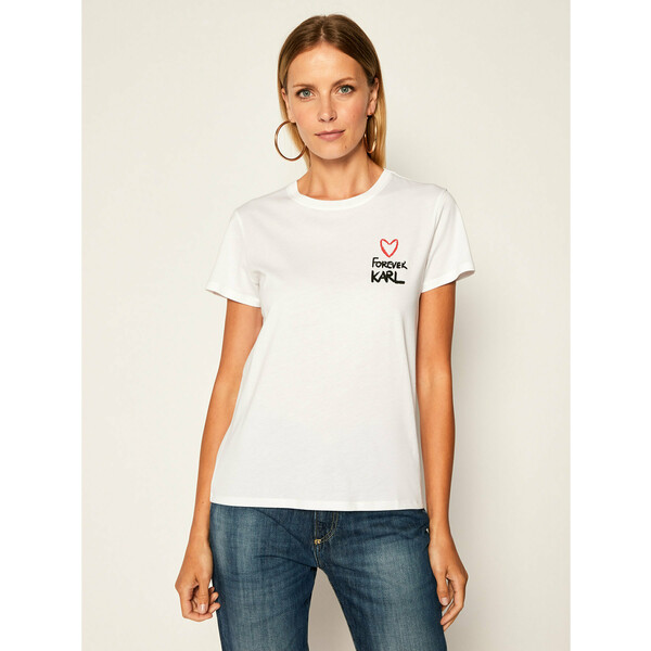 KARL LAGERFELD T-Shirt Forever 205W1702 Biały Long Fit