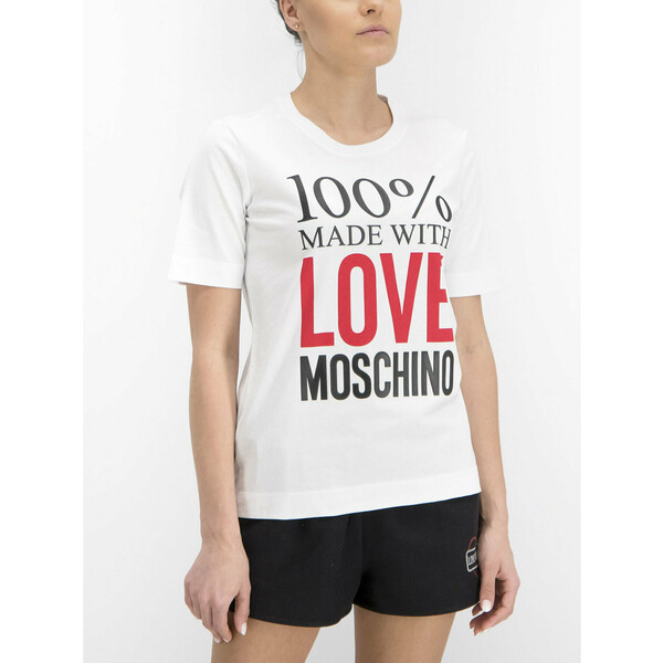 LOVE MOSCHINO T-Shirt W4F151IM3517 Biały Regular Fit