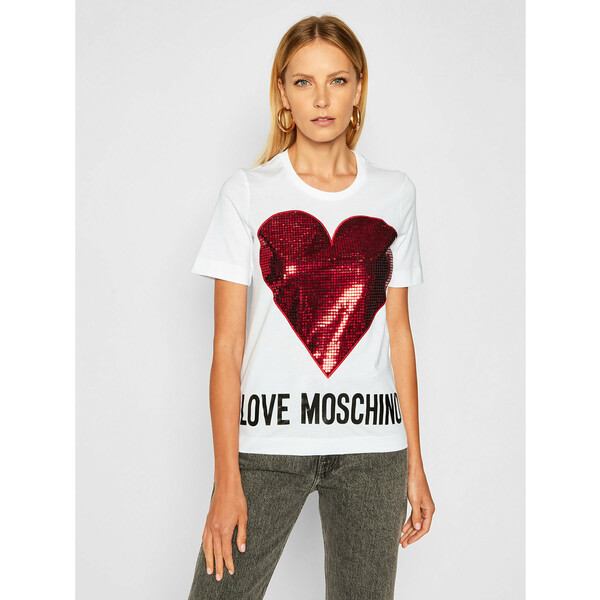 LOVE MOSCHINO T-Shirt W4F152QM 3876 Biały Regular Fit