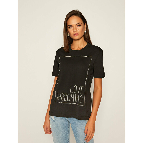 LOVE MOSCHINO T-Shirt W4H0604M 3876 Czarny Regular Fit