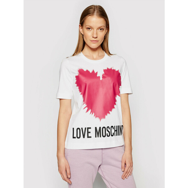 LOVE MOSCHINO T-Shirt W4F153AM 3876 Biały Regular Fit