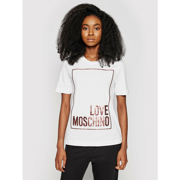 LOVE MOSCHINO T-Shirt W4H0605M 3876 Biały Regular Fit