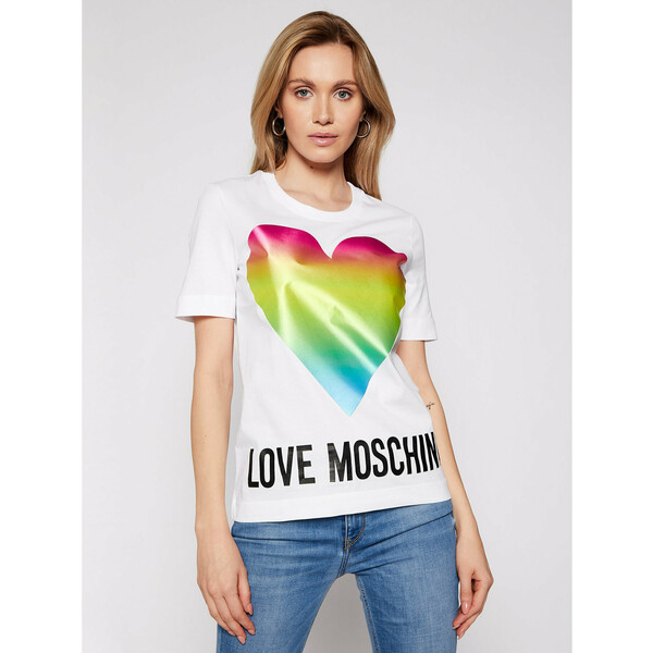 LOVE MOSCHINO T-Shirt W4F152TM 3876 Biały Regular Fit