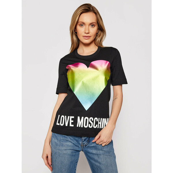 LOVE MOSCHINO T-Shirt W4F152TM 3876 Czarny Regular Fit