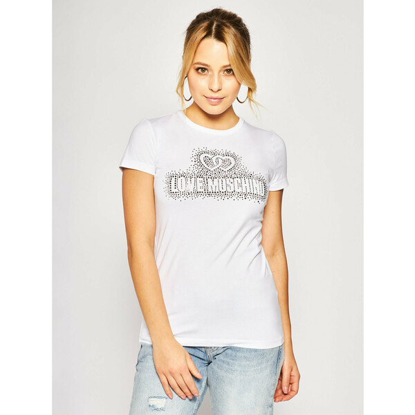 LOVE MOSCHINO T-Shirt W4F7360E 1698 Biały Regular Fit