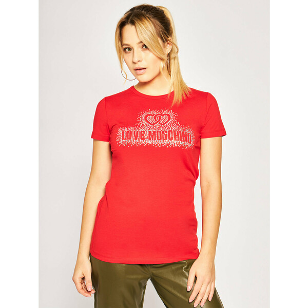 LOVE MOSCHINO T-Shirt W4F7360E1698 Czerwony Regular Fit