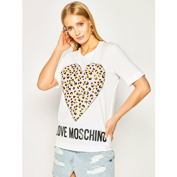LOVE MOSCHINO T-Shirt W4F152DM 3876 Biały Regular Fit
