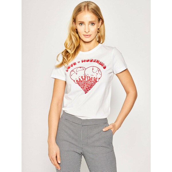 LOVE MOSCHINO T-Shirt W4F7365M 3876 Biały Regular Fit