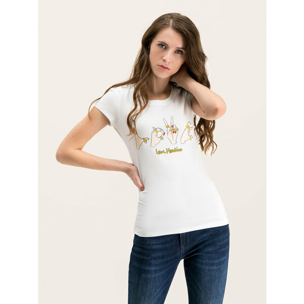 LOVE MOSCHINO T-Shirt W4B194YE 2065 Biały Slim Fit