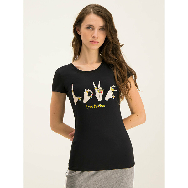 LOVE MOSCHINO T-Shirt W4B194YE 2065 Czarny Slim Fit