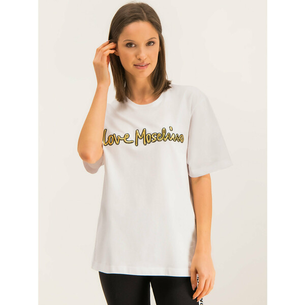 LOVE MOSCHINO T-Shirt W4F8725M 3517 Biały Oversize