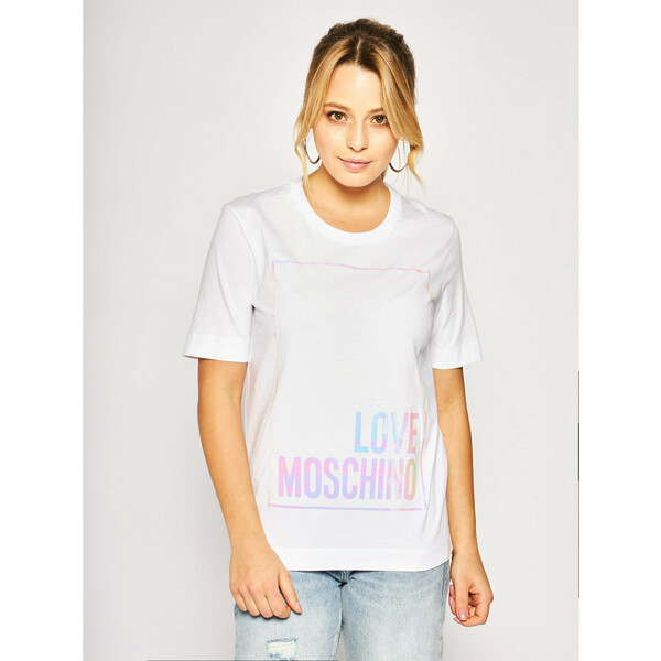 LOVE MOSCHINO T-Shirt W4F152FM4083 Biały Regular Fit