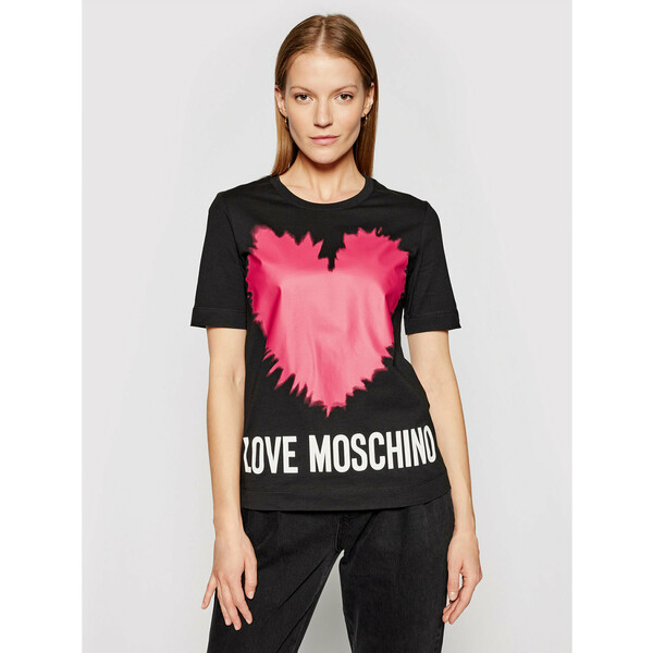 LOVE MOSCHINO T-Shirt W4F153AM 3876 Czarny Regular Fit