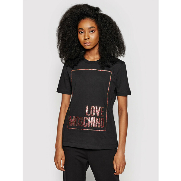 LOVE MOSCHINO T-Shirt W4H0605M 3876 Czarny Regular Fit