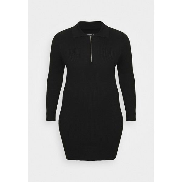 Missguided Plus ZIP FRONT COLLAR MINI DRESS Sukienka letnia black M0U21C0DC